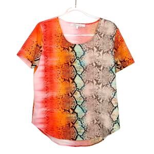 Anthro Lovers + Friends Rainbow Snakeskin Top Small
